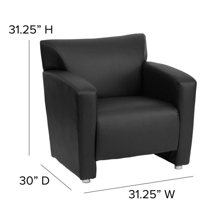 Sustainably Sourced Black Leather Wood Accent Chair