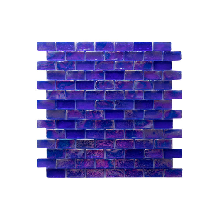 Deep Blue Iridescent Glass Mosaic Wall Tile
