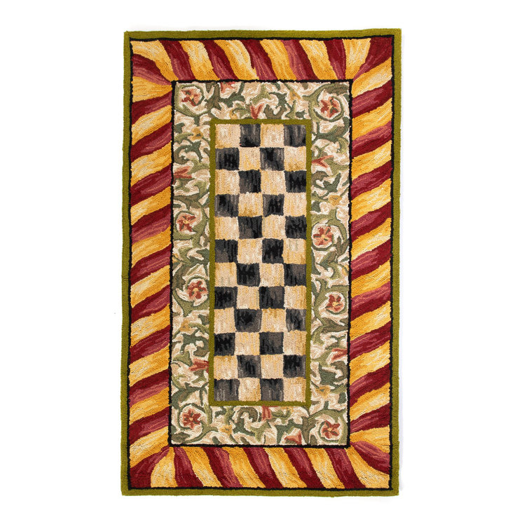 Handmade Courtly Floral Red & Gold Wool Rug - 3' x 5'