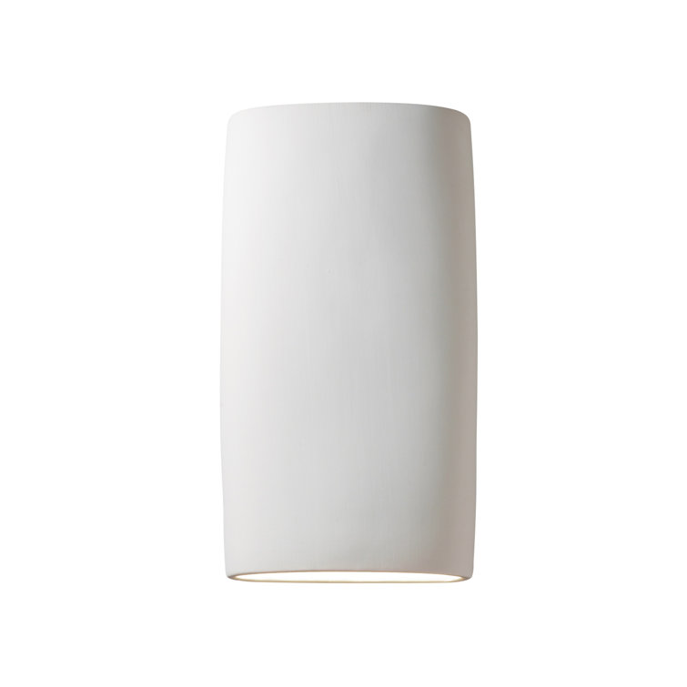 Ambiance Cylinder 19'' White Ceramic Outdoor Sconce with Dimmable LED
