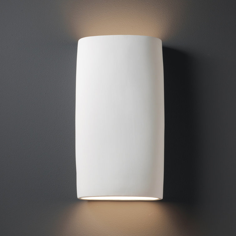 Ambiance Cylinder 19'' White Ceramic Outdoor Sconce with Dimmable LED