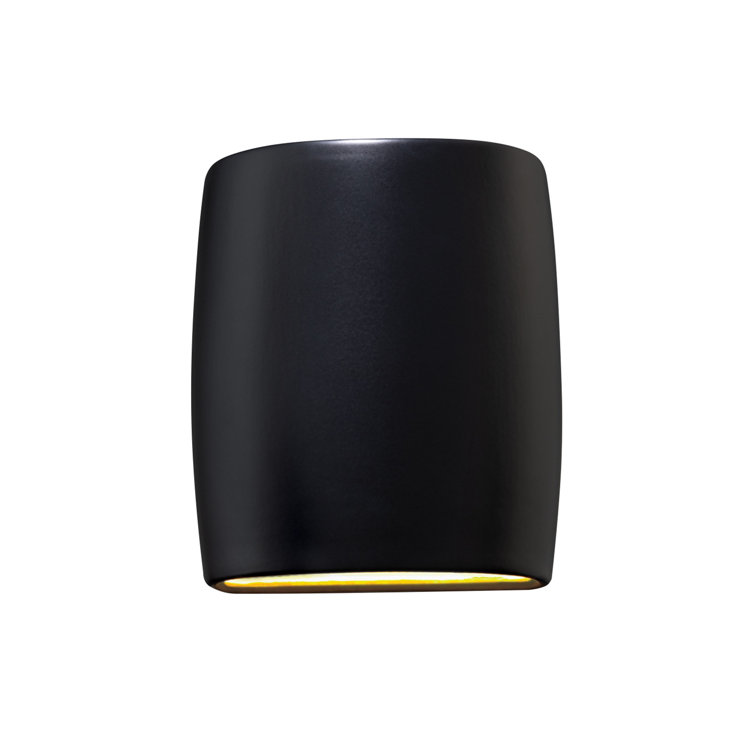Black Ceramic Dimmable Cylinder Outdoor Wall Sconce