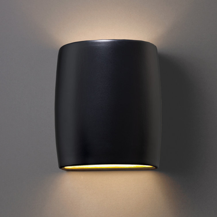 Black Ceramic Dimmable Cylinder Outdoor Wall Sconce