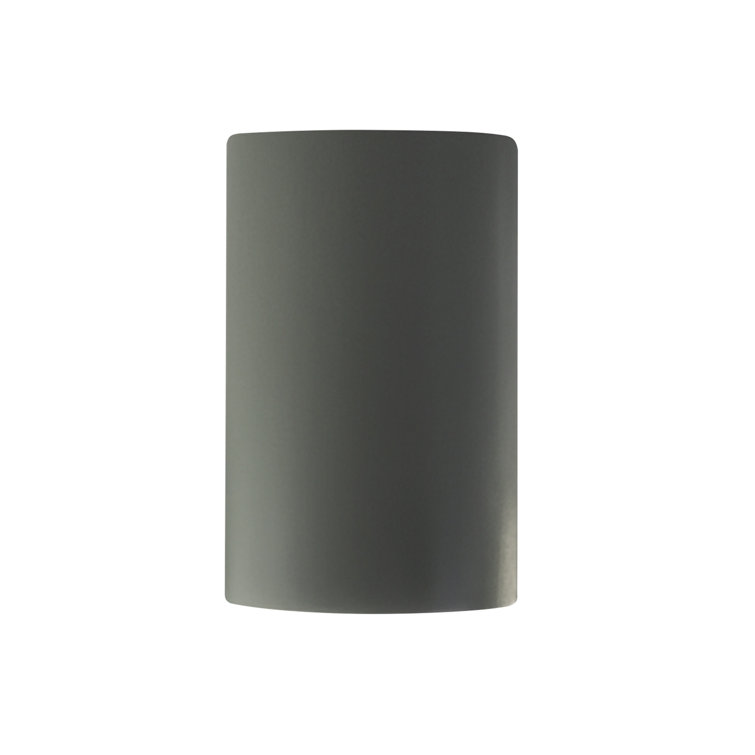 Pewter Green Ceramic Cylinder Wall Sconce