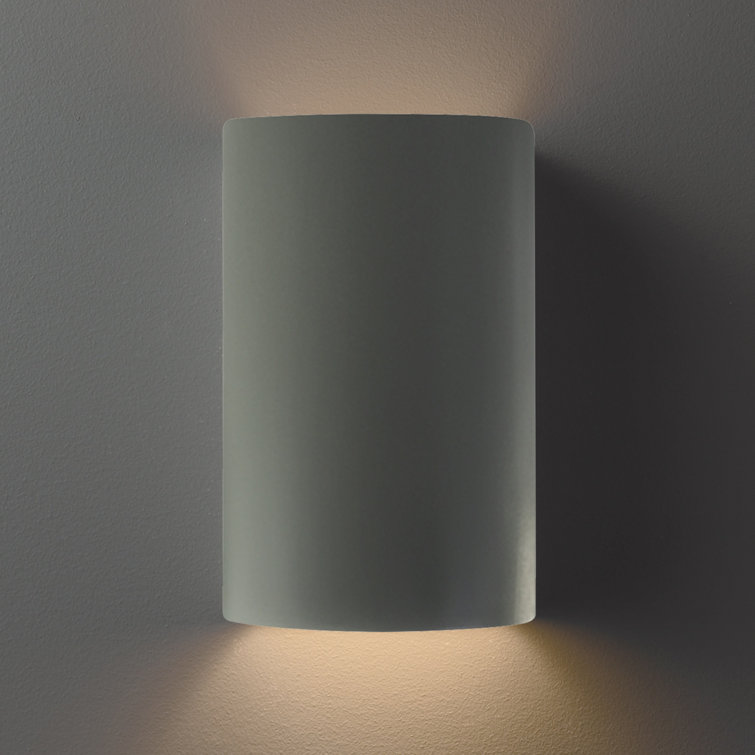 Pewter Green Ceramic Cylinder Wall Sconce