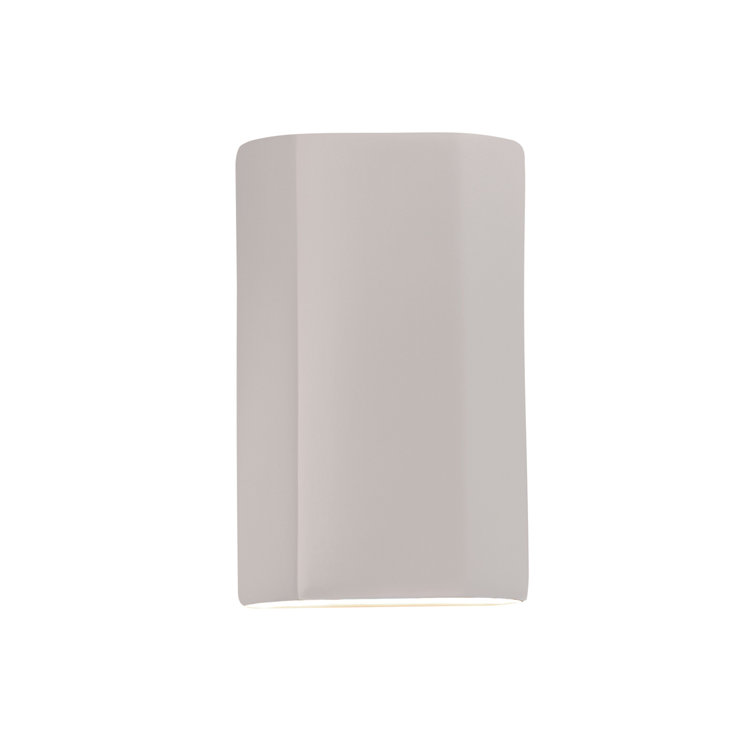 Matte White Ceramic Cylinder Outdoor Wall Sconce, Dimmable