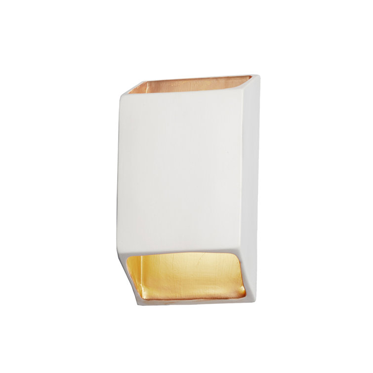 Matte White and Champagne Gold Ceramic Outdoor Wall Sconce