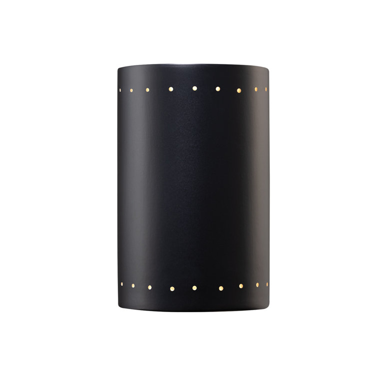 Carbon Matte Black Cylinder Sconce with Perforated Design