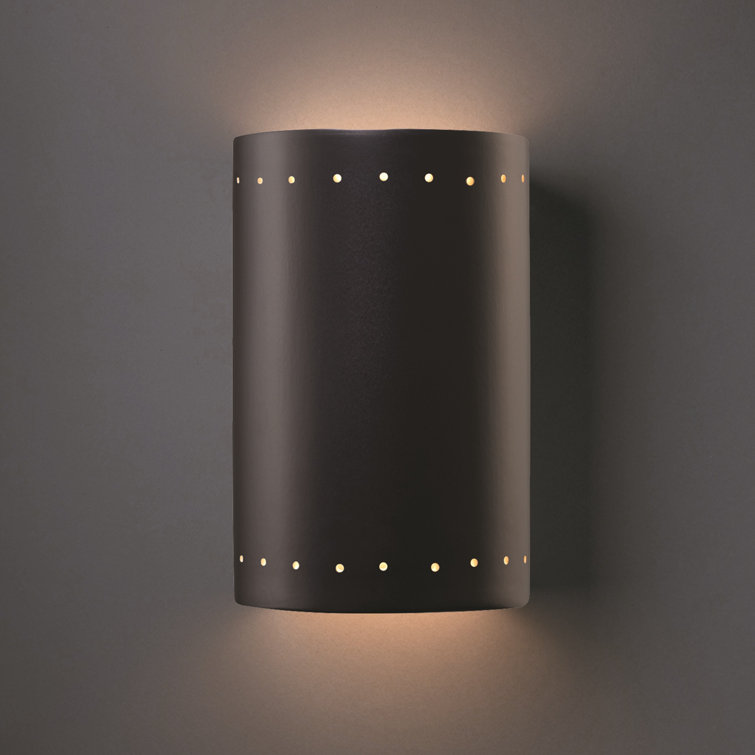 Carbon Matte Black Cylinder Sconce with Perforated Design