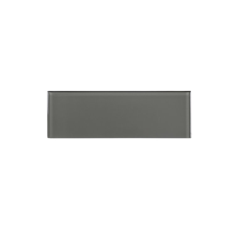 Premium Dark Gray Polished Glass Subway Tile 3" x 9"