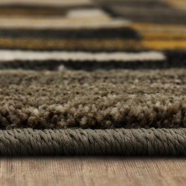 Gray Abstract Geometric Synthetic Rectangular Area Rug
