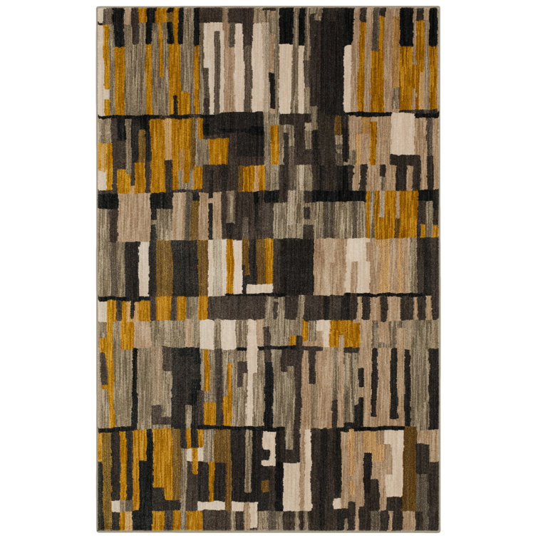 Gray Abstract Geometric Synthetic Rectangular Area Rug