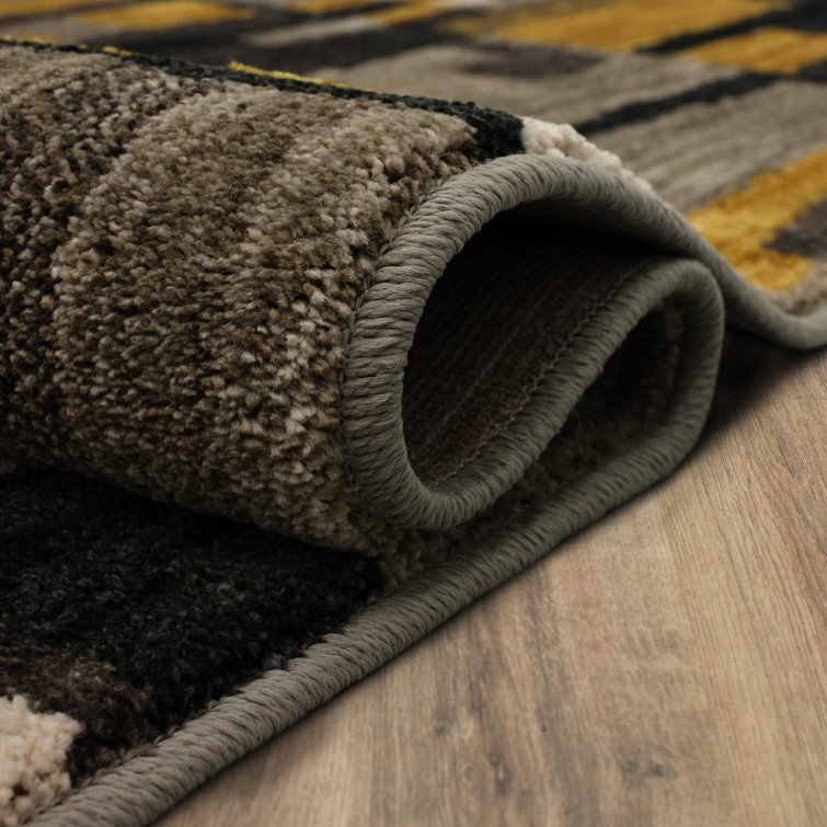 Gray Abstract Geometric Synthetic Rectangular Area Rug