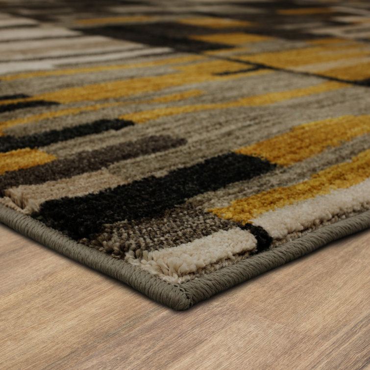 Gray Abstract Geometric Synthetic Rectangular Area Rug