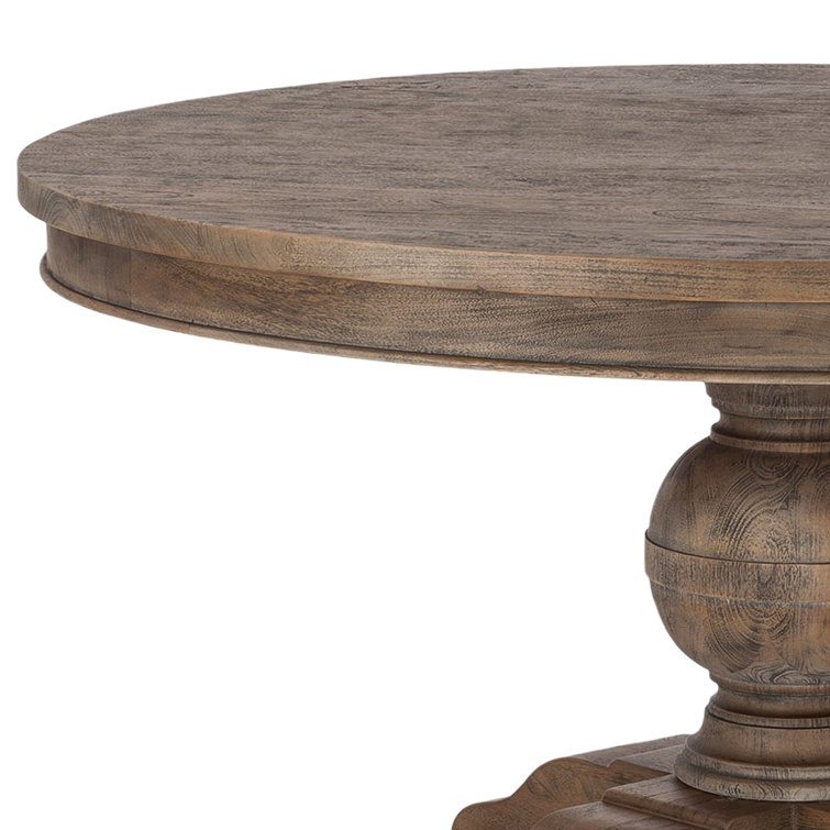 Transitional Weathered Teak 48" Round Reclaimed Wood Dining Table