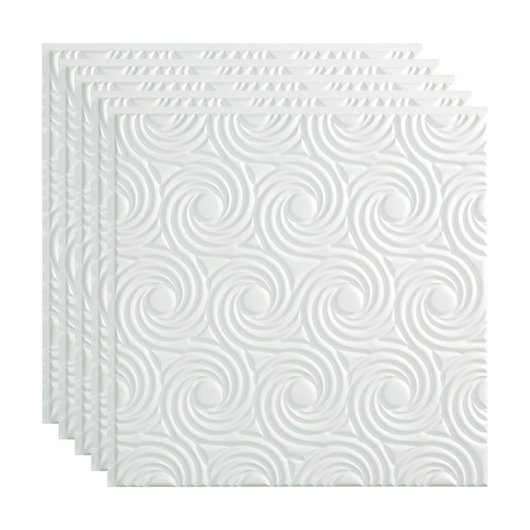 Matte White 24'' Textured Vinyl Glue-Up Ceiling Tile