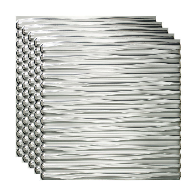 Brushed Aluminum 24'' Textured Vinyl Glue-Up Ceiling Tiles