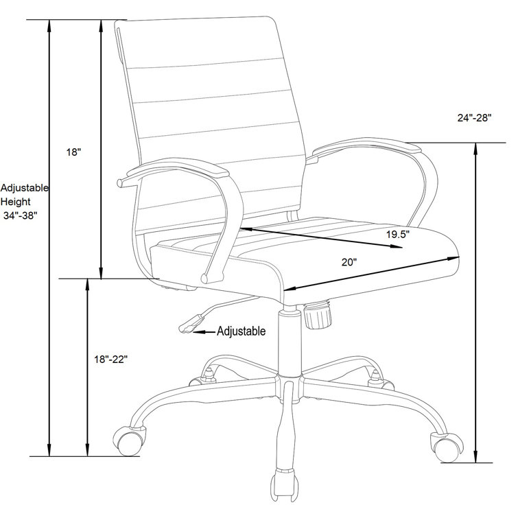Maykoosh 24" White Leather Swivel Office Chair with Gold Metal Frame
