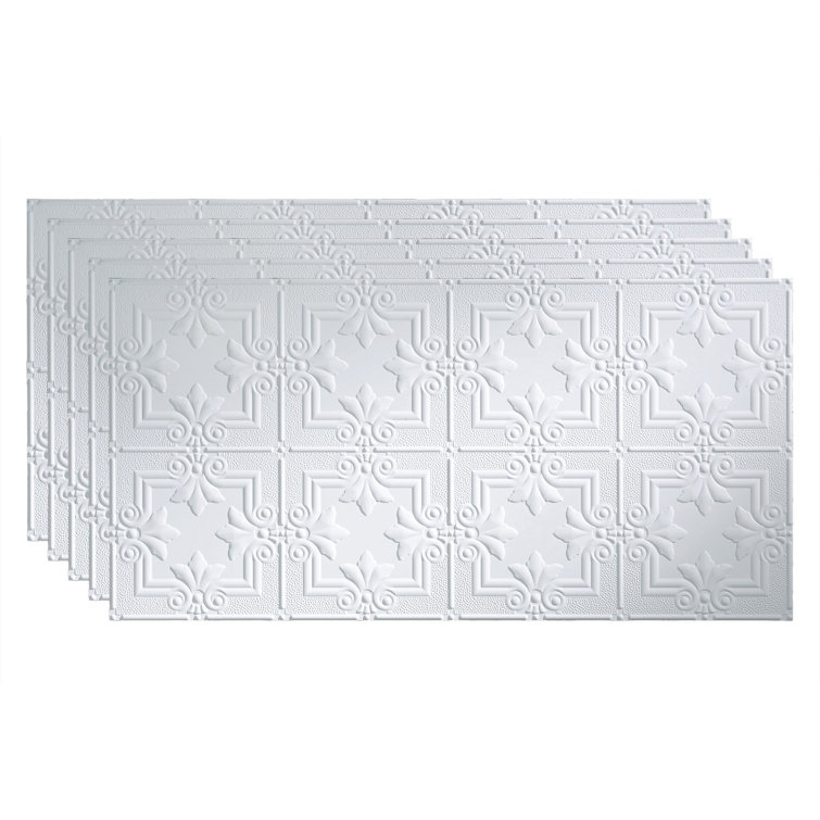 Matte White Decorative Vinyl Glue Up Ceiling Tiles, 48 x 24 in