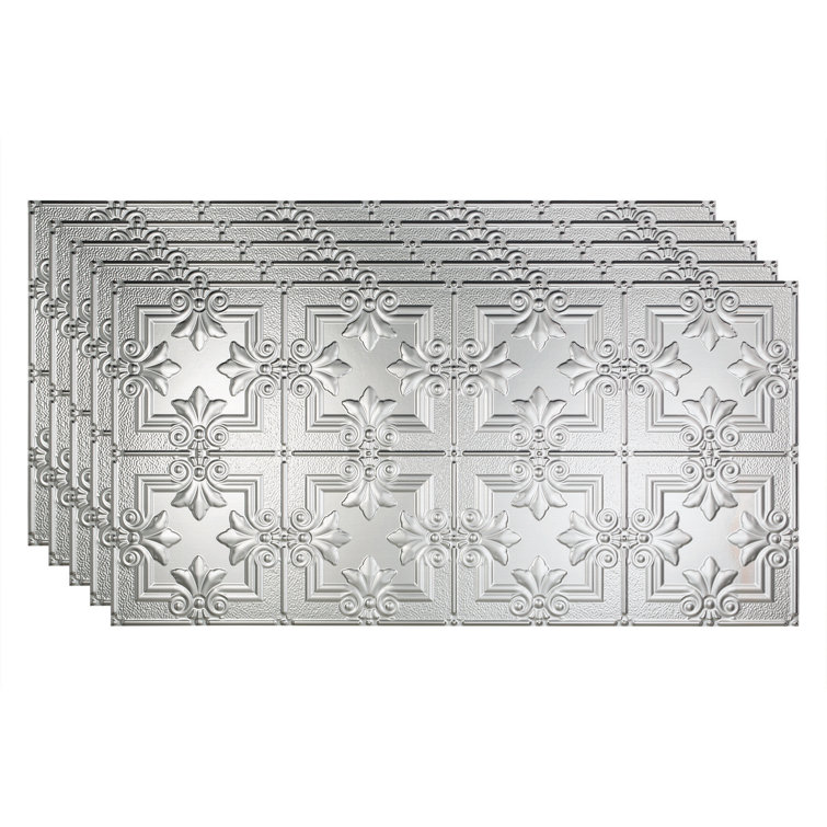 Brushed Aluminum Decorative Vinyl Glue-Up Ceiling Tiles