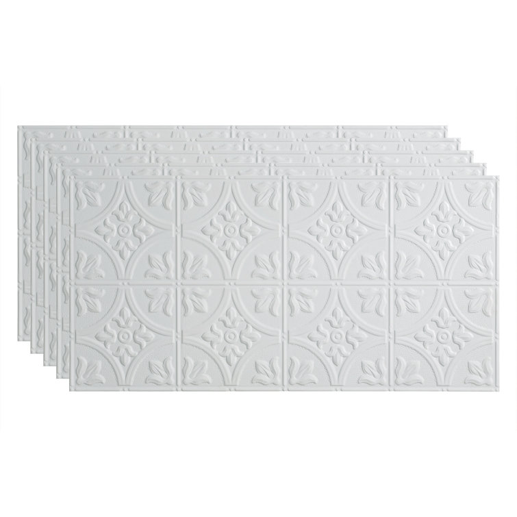 Matte White Embossed Vinyl Glue Up Ceiling Tiles 2ft x 4ft (5 Pack)