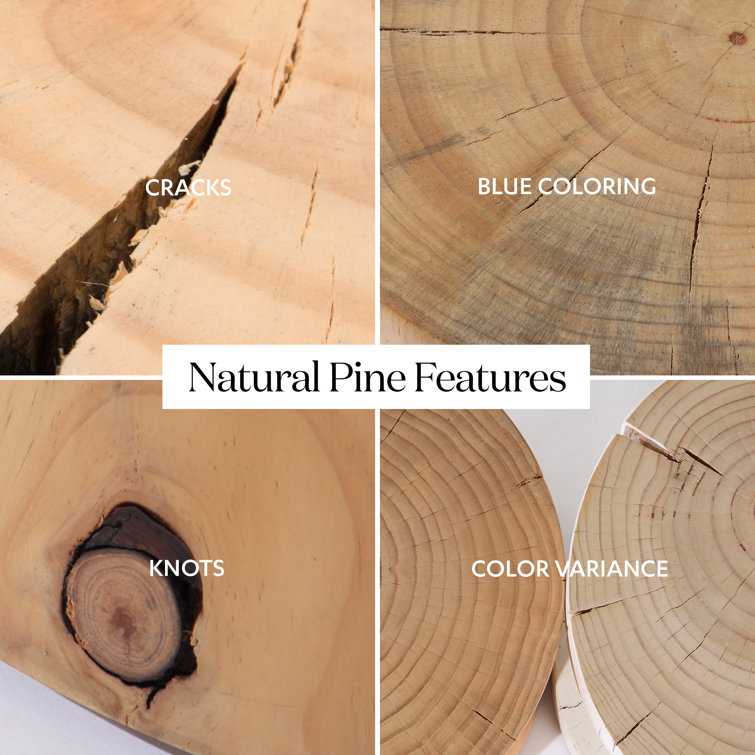 Modern Round Wood Drum End Table in Black and Natural Pine