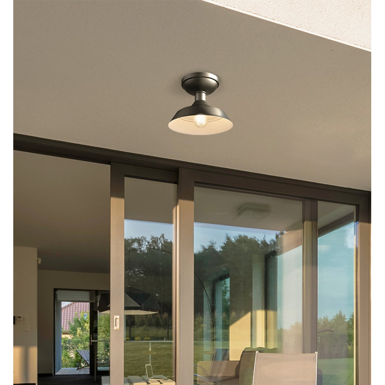 Matte Black Indoor/Outdoor Semi-Flush Mount Ceiling Light