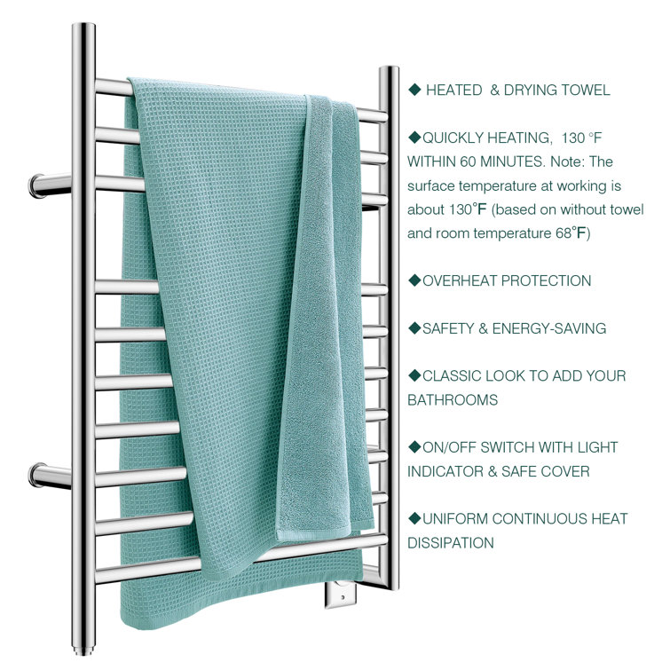 Brushed Polish Wall Mounted Stainless Steel Towel Warmer