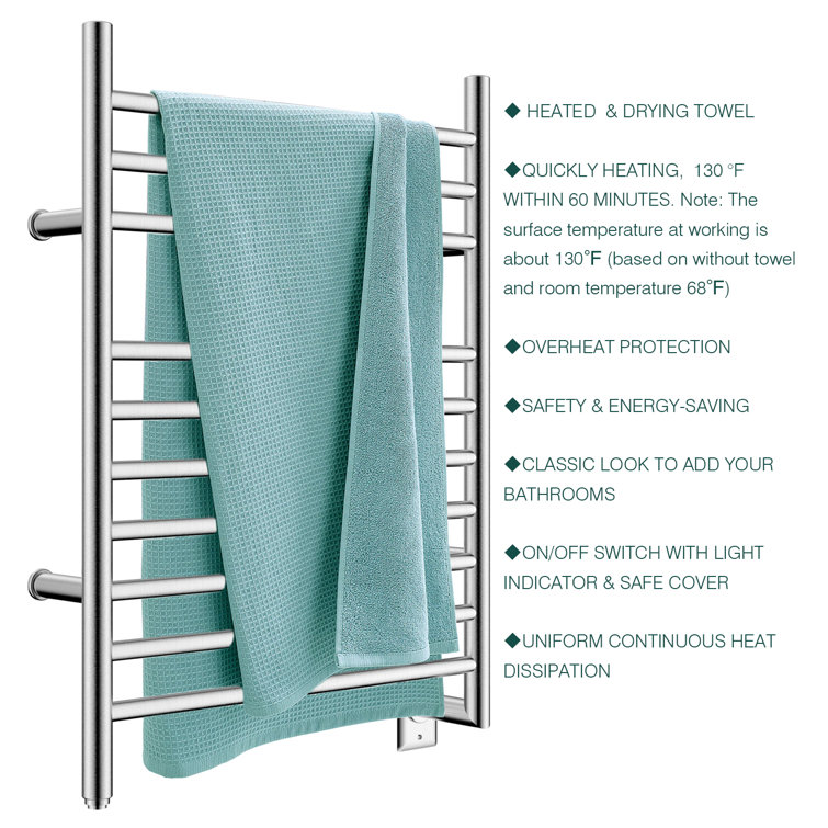 Wall Mounted Mirror Polish 10-Bar Towel Warmer