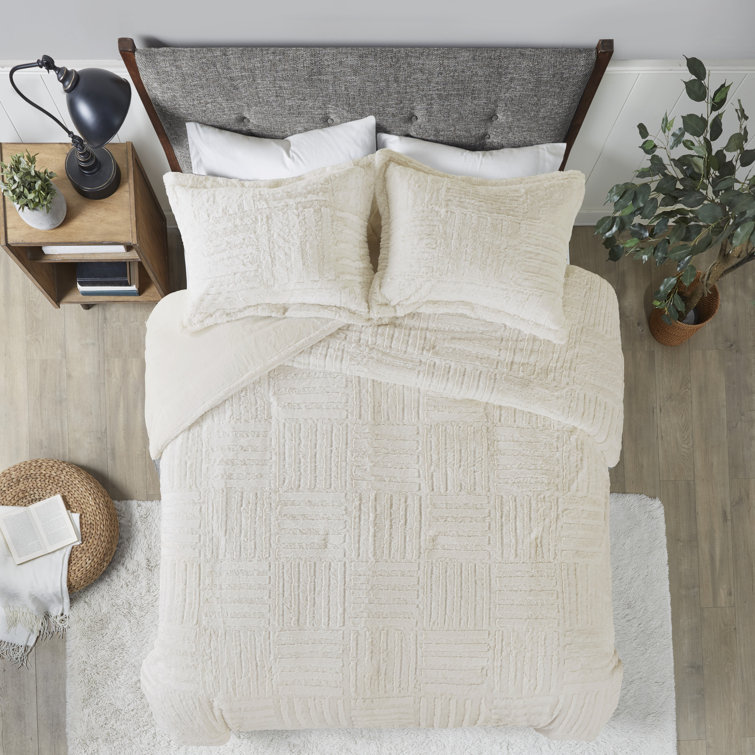 Ivory Faux Fur Down Alternative King Comforter Set
