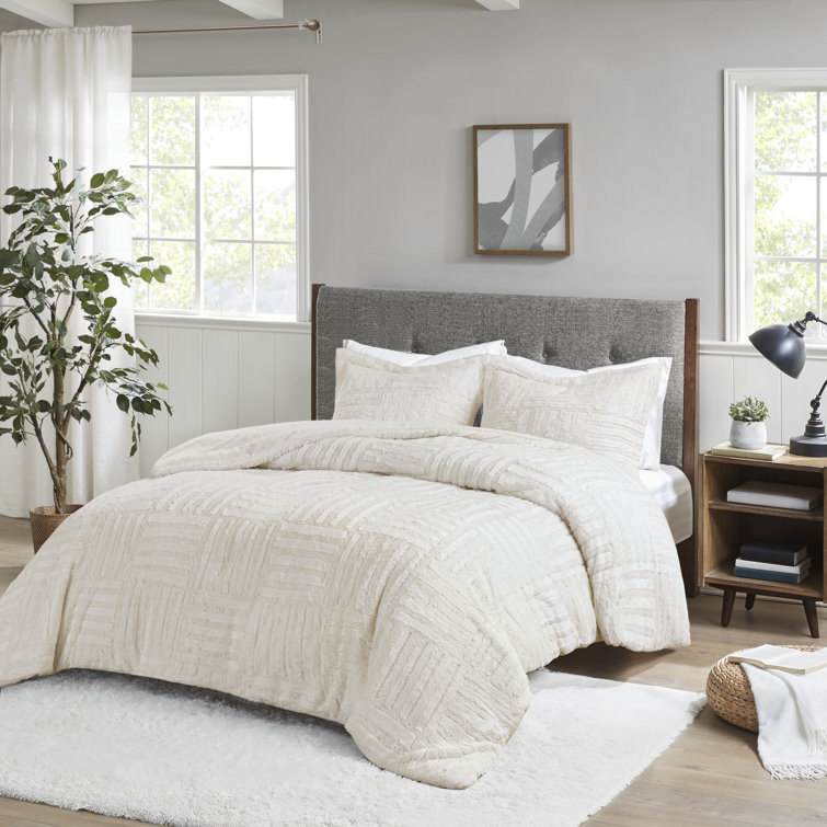 Ivory Faux Fur Down Alternative King Comforter Set