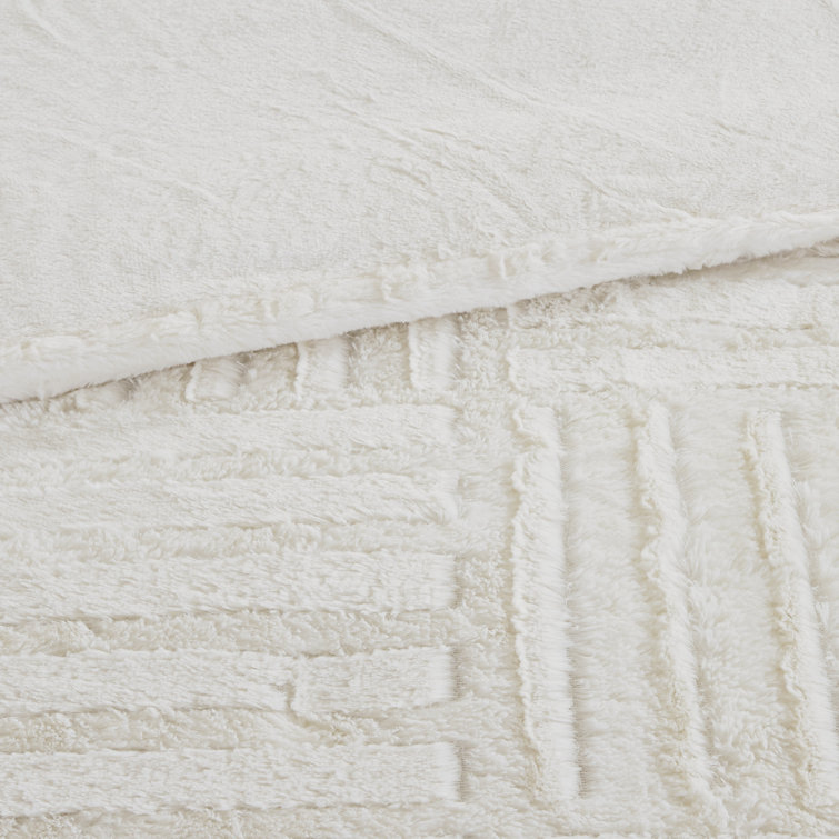 Ivory Faux Fur Down Alternative King Comforter Set