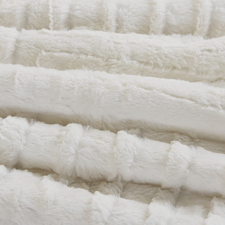 Ivory Faux Fur Down Alternative King Comforter Set