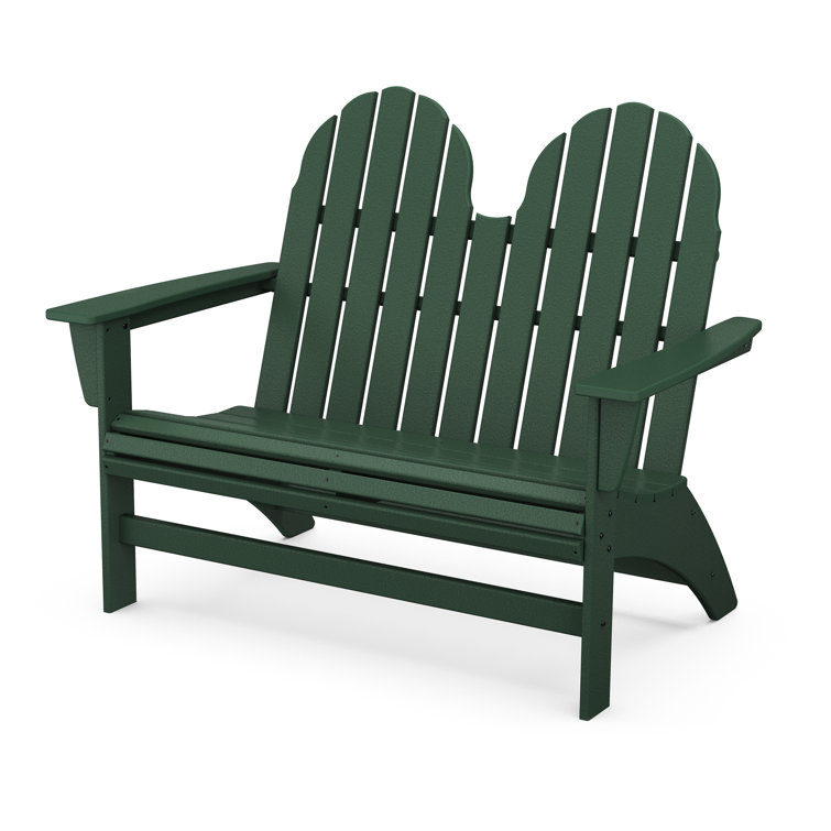 Green Polypropylene Coastal Adirondack Bench for Two