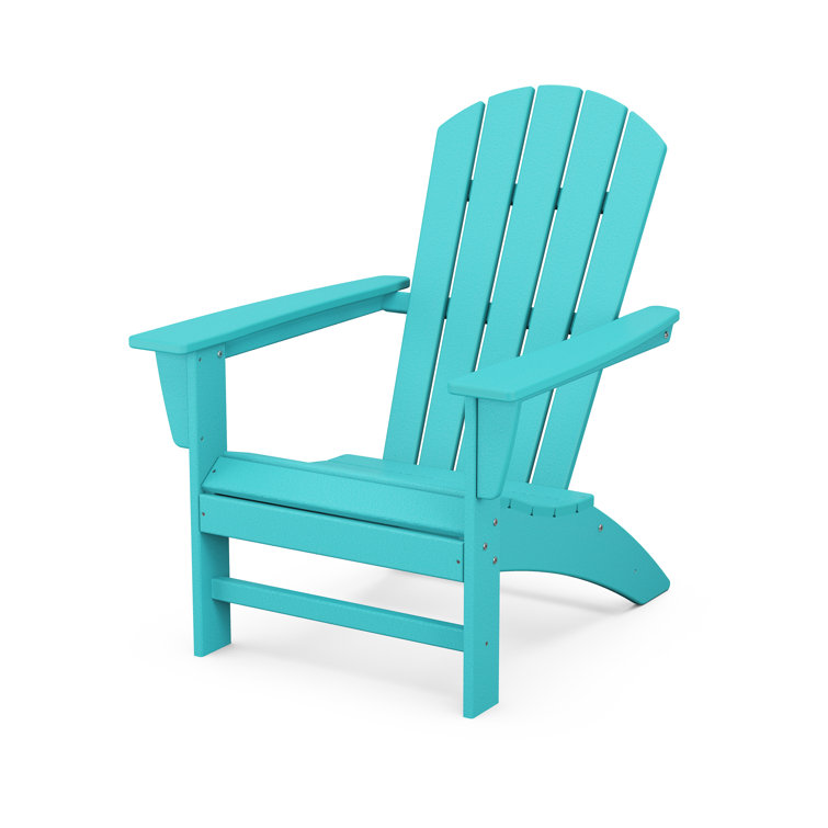 Aruba Blue Polypropylene Nautical Adirondack Chair with Arms