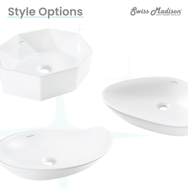 Elegant White Ceramic 25'' Above-Counter Vessel Sink