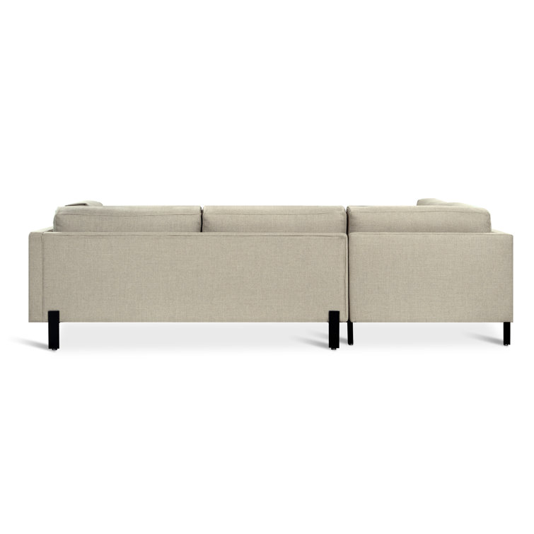 Andorra Almond Beige Two-Piece Sectional Sofa with Ottoman