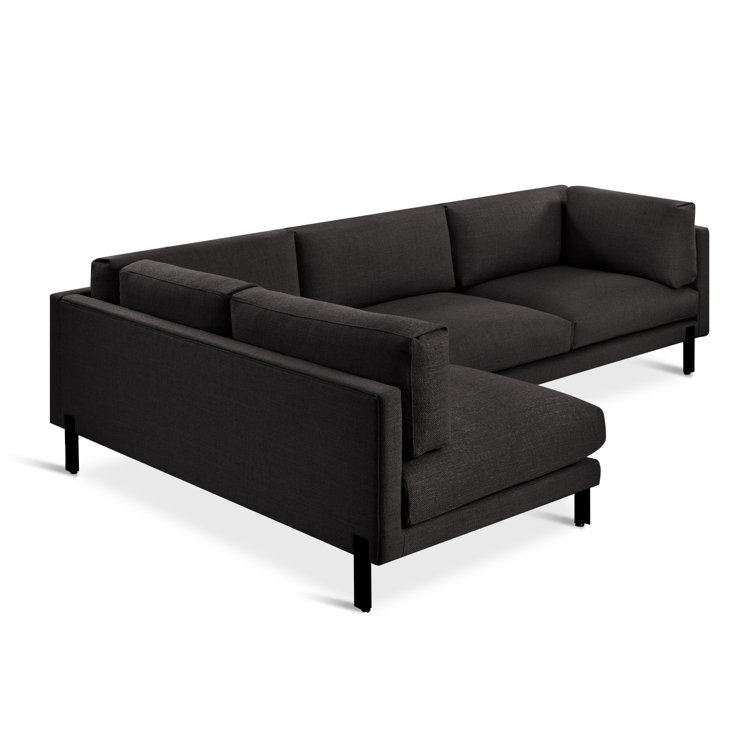 Andorra Espresso Brown Fabric Silverlake Sectional with Pillow Back