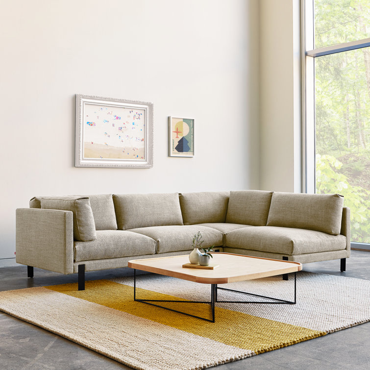 Andorra Espresso Brown Fabric Silverlake Sectional with Pillow Back