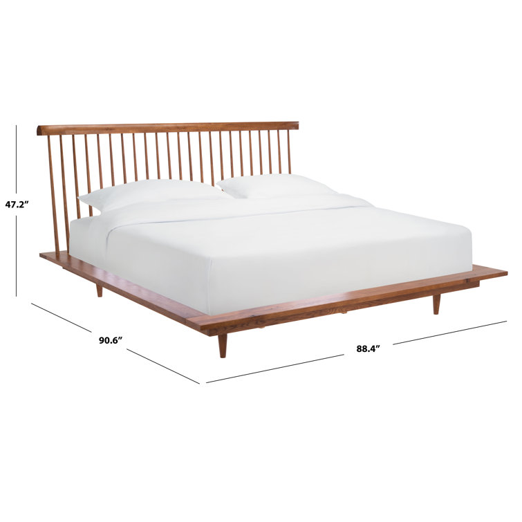 Elliot Farmhouse Chic Light Brown King Bed with Spindle Headboard and Storage Drawer