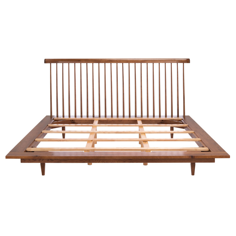 Elliot Farmhouse Chic Light Brown King Bed with Spindle Headboard and Storage Drawer
