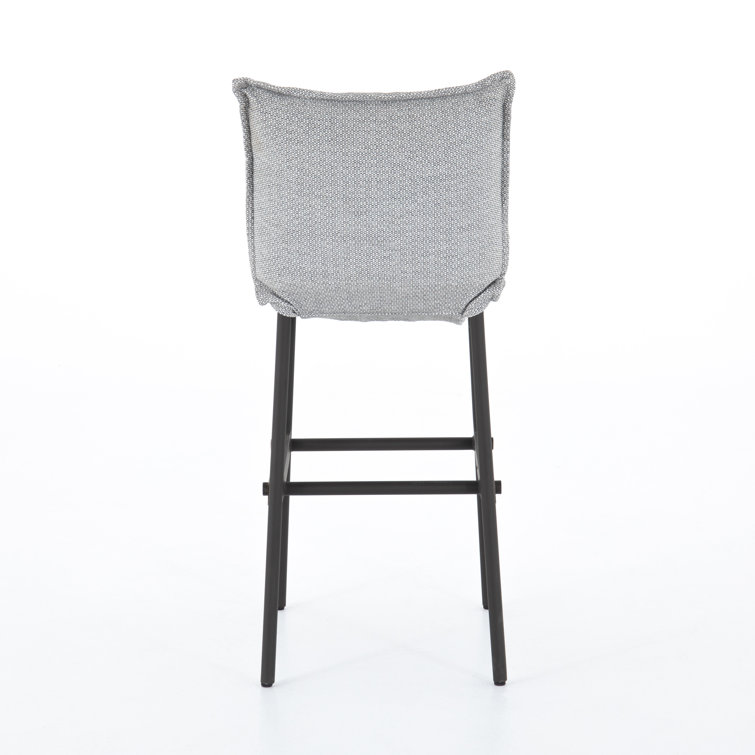 Cream Contemporary Modern Plush Bar Stool with Teak Iron Frame