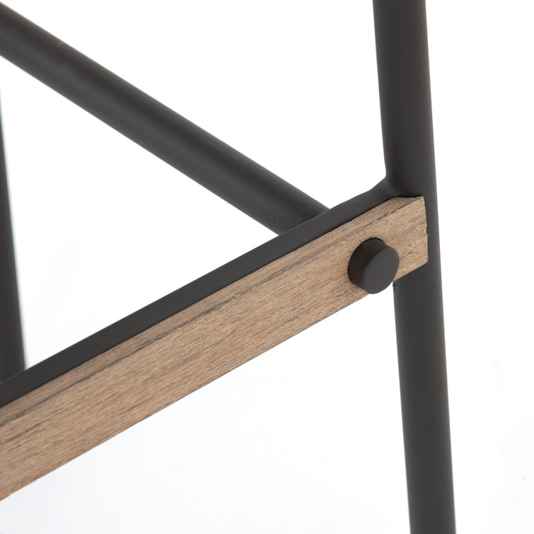 Cream Contemporary Modern Plush Bar Stool with Teak Iron Frame