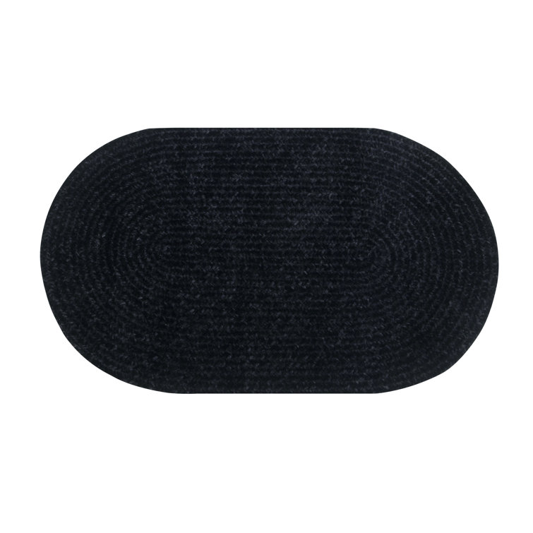Black Oval Braided Polyester Runner Rug, 24'' x 108''