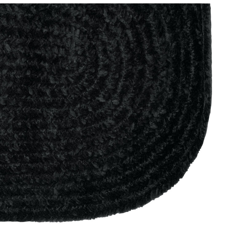 Black Oval Braided Polyester Runner Rug, 24'' x 108''