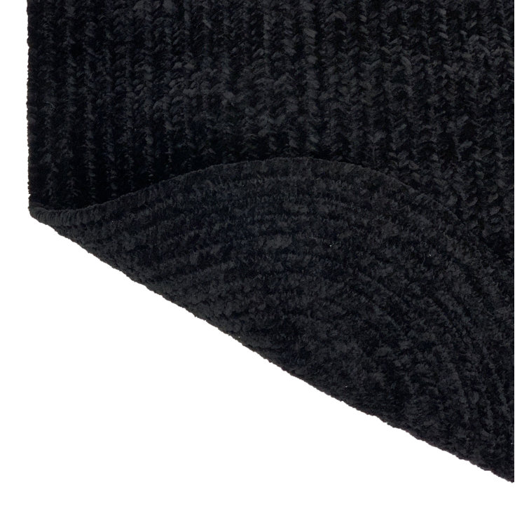 Black Oval Braided Polyester Runner Rug, 24'' x 108''