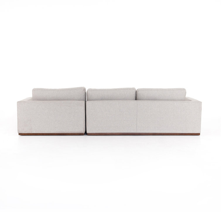 Aldred Silver Linen Blend L-Shaped Sectional Sofa