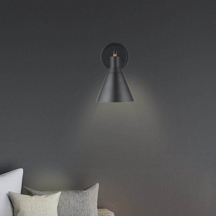 Lofty Chic Matte Black and Faux Walnut Dimmable Wall Sconce