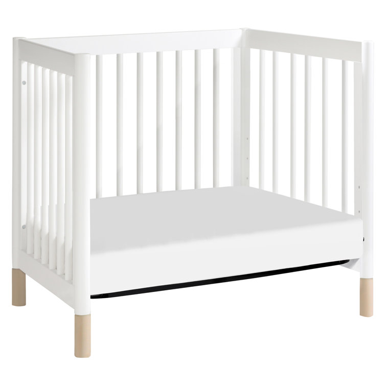 White and Washed Natural 4-in-1 Convertible Mini Crib