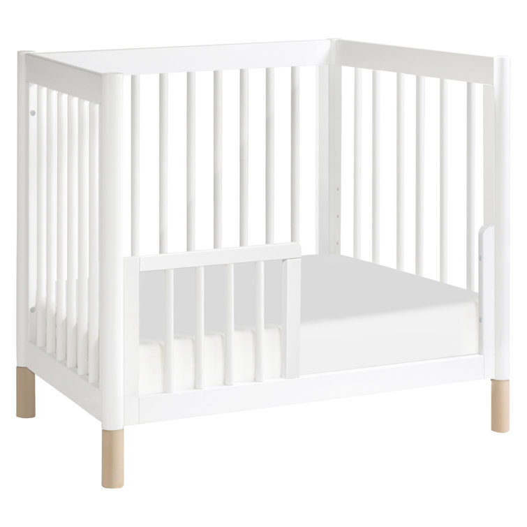 White and Washed Natural 4-in-1 Convertible Mini Crib